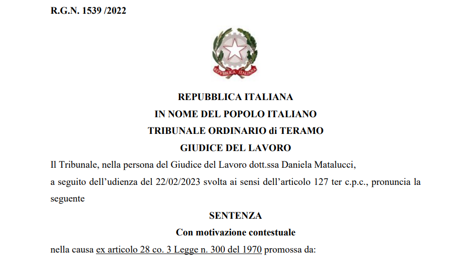 SENTENZASINDACATICOMUNE